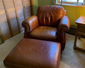 Leather chair and ottoman