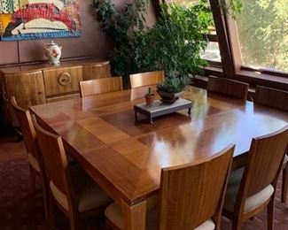 Art Deco dining room table and 8 chairs