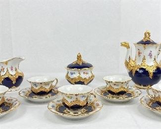 Meissen Cobalt Blue and Gold Tea Set (15 pcs)