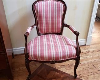Pair of French style open armchairs