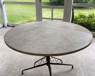 Faux Marble Laminate Table with Iron Base