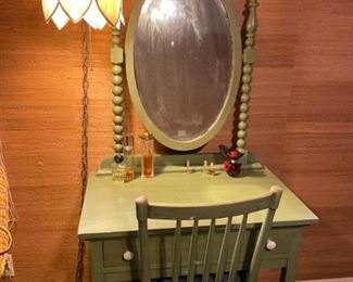 Small Dresser with Mirror and Hanging Light