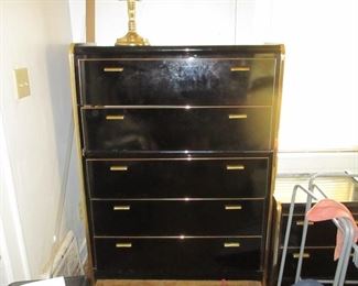 BLACK LACQUER ART DECO CHEST OF DRAWERS