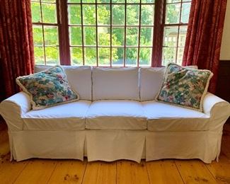Item 3:  Jamestown Sterling Sofa with white Crate and Barrel Slip Cover (82.5" x 28" x 28.5"): $225