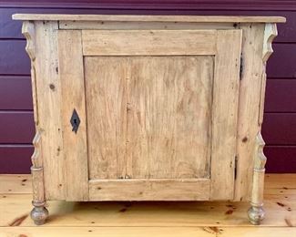 Item 1:  Primitive Pine Cabinet feat. lock and key: Top hinge and lock need a bit of work - One of wood slats is missing in back to accommodate modern electronics (37" x 17.5" x 31.5"): $250