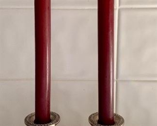 Item 167:  Sterling Candle Sticks with Thick Decorative Bead: $50
