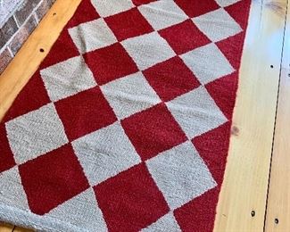 Item 80:  Diamond Red and White Wool Rug - 49" x 24": $40