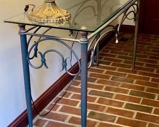 Item 4:  Hand Forged Iron & Glass Console Table - 52"l x 18"w x 29"h: $195