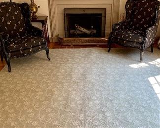 Item 70:  Living room rug, pale sage/grey with white design (144" x 120"): $375