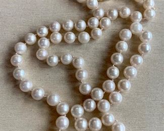 Item 162:  Cultivated Pearl Necklace with 14K Clasp: $85 - needs work on clasp.