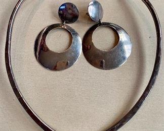 Item 164:  Mexico Sterling Silver Earrings & Necklace Set: $75