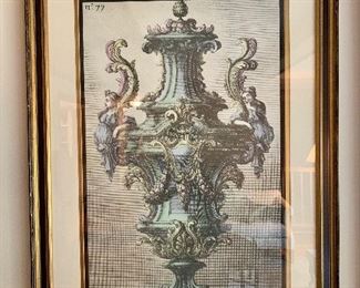 Item 72:  Decorative Urn, PL 77 by Giovanni Giardini Framed Art (22.5" x 31"): $125