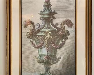 Item 145:  Decorative Urn, PL 78 by Giovanni Giardini Framed Art (22.5" x 31"): $125