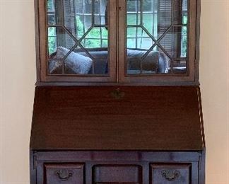 Item 65:  Maddox Colonial Reproduction Block Front Chippendale Secretary (33.5"l x 29"w x 83"h): $400