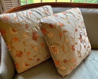 Silk embroidered down pillows: $75