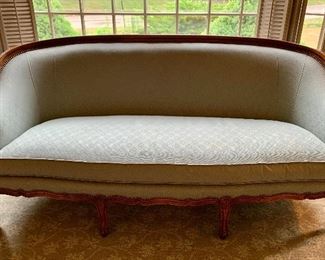Item 68:  Vintage Isenhour Furniture barrel back sofa, freshly upholstered and in excellent condition (71"l x 21.5"w x 35"h): $450
