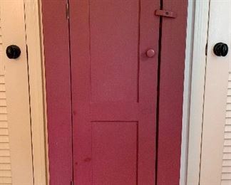 Item 112:  Small red country jelly cupboard (23.5"L x 13"W x 50.75"H): $175