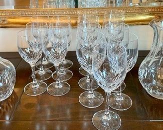 Item 177:  Lot of (6) Water Goblets, (9) Wine Glasses, Water Pitcher & Decanter: $55