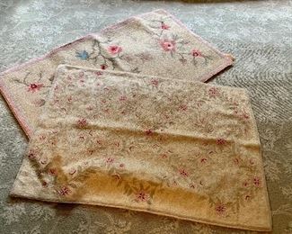 Item 141:  Antique Hooked Rug with Floral Design - 39.5" x 22.5"                                                                                        
Item 142:  Antique Embroidery Rug - 26" x 24.5": $25