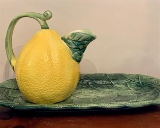 Whimsical Water Pitcher and Serving Tray - Italy - we have the pitcher that matches the tray as well - but with a small flake: $ 25