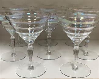 Lot of 8 Iridescent Martini Glasses: $40