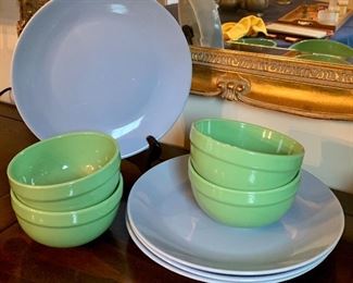 Lot of blue and green contemporary dishware!: $18