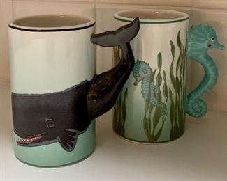 Two Ceramic Sea Life Mugs: $10