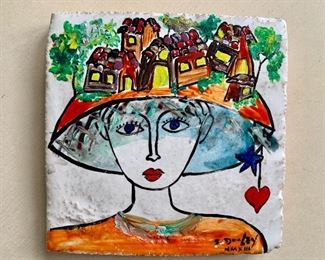 Hand Painted Picasso Tile - (Signed):  $12