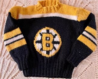 Hand Knit Boston Bruins Baby Sweater:  $10