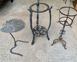 3 Vintage Plant Stands: $45                                                                           (Left to right sizes):  20.5", 27", 26.5"