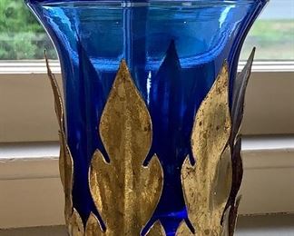 Cobalt Blue Vase in Gilt Holder: $12