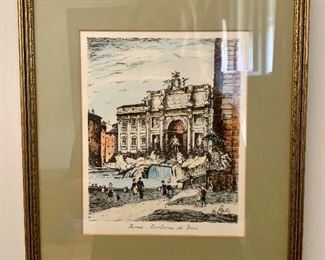 Item 85A:  Framed Etchings of Rome - 10.5" x 13.75": $35 each
