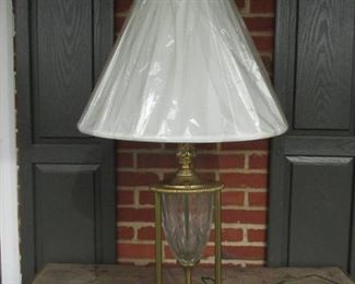 Heavy Brass and Glass Table Lamp
