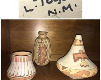 Jemez Pueblo signed L. Yogy New Mexico vases