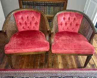 Pair of cane sided bucket chairs