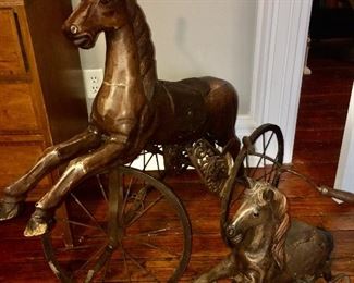 Antique 1890s-early 1900 horse tricycles