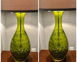 hand blown glass pair of lamps