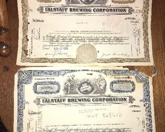 Falstaff Brewing Corporation certificates signed by Griesedieck 1967-68
