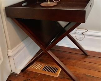 Contemporary X frame tray side table