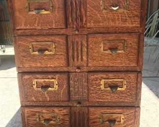 Shaw Walker antique oak library card filing cabinet