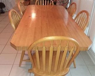 Table w/ Bowling Alley Floor Top ( includes 6 Windsor Style Chairs)