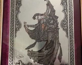 Persian Silver on Copper Engraving 