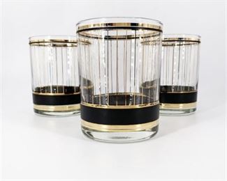 Lot 208
Mid-Century Culver "Devon Black", Signed Rocks/Whiskey Glasses