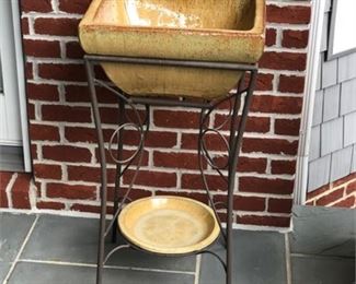 Lot 321
Glazed Ceramic & Iron Standing Planter