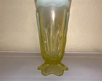 Yellow art glass vase