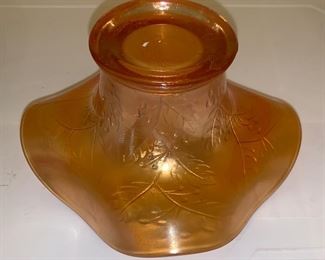 Vintage Holly Carnival Glass Ruffle Vase