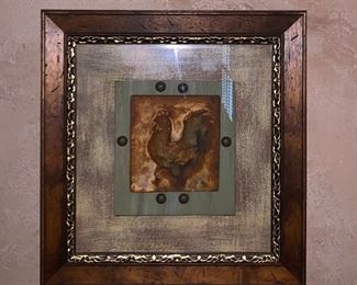 Quilts Framed Rooster Art