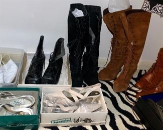 Suede Lace up Knee Hi Boots and others 