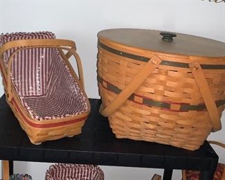 Longaberger Slat Basket, Large Longaberger Basket with Lid 