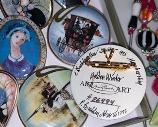 Signed Numbered P Buckley Moss Pins/ Pendents